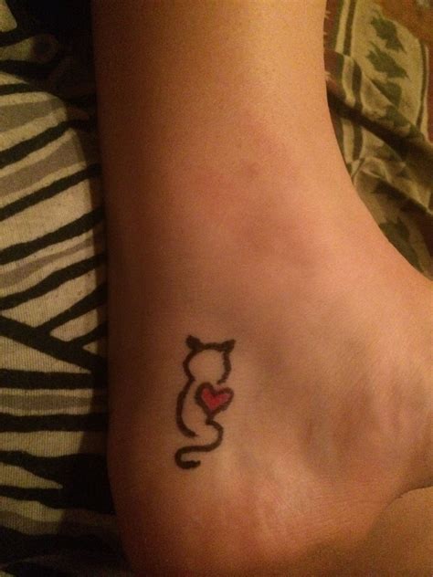 ankle tattoo cat|cat heart tattoo.